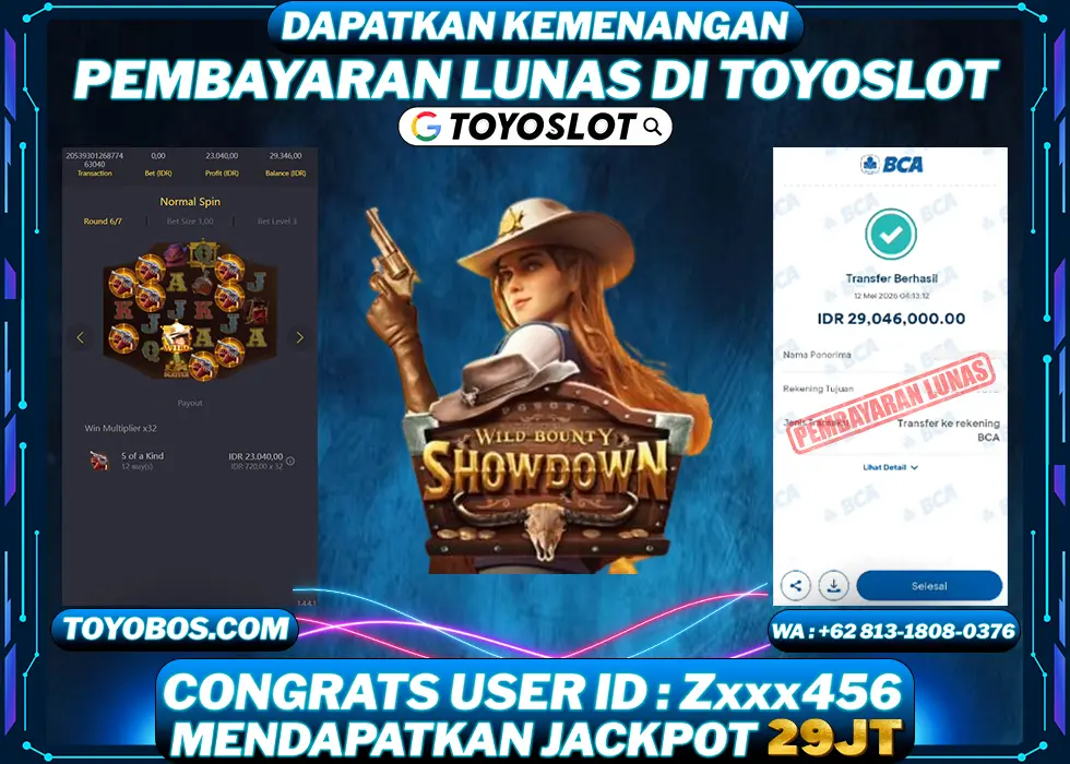 TOYOSLOT - BUKTI KEMENANGAN Wild Bounty Showdown Rp29,000,000,- LUNAS
